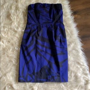 Express Palm print strapless dress